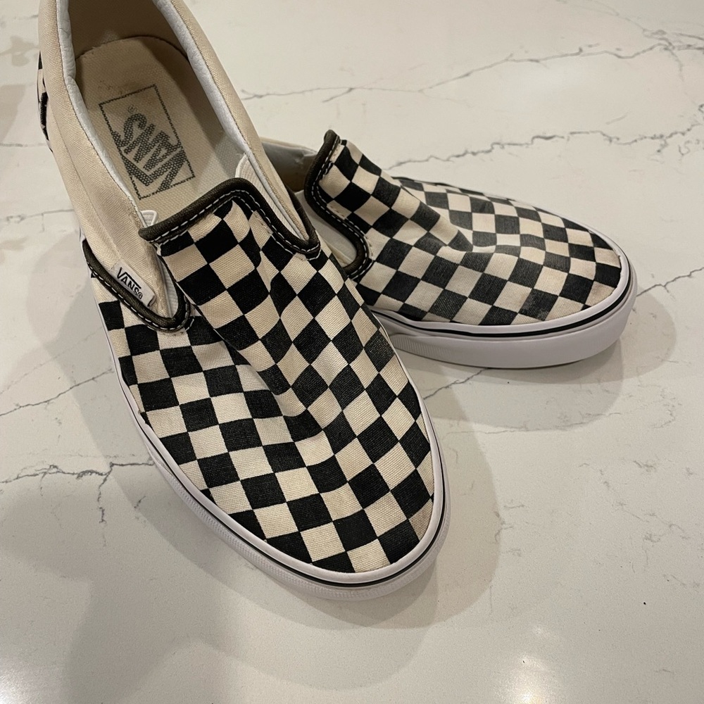 Vans Slip On Checkered Black White Skate Sneakers